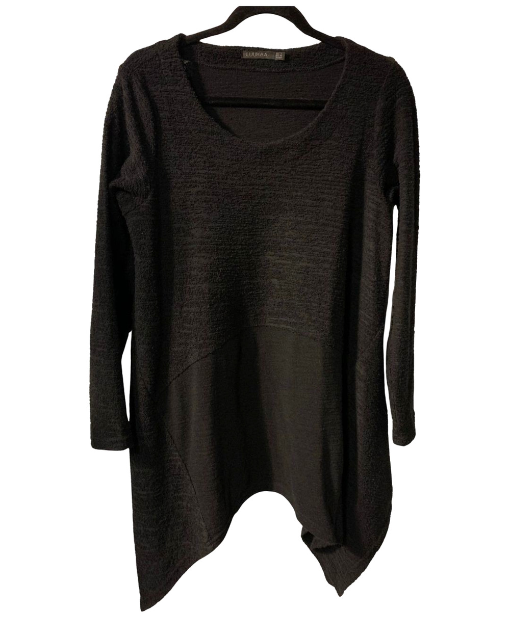 Luukaa Womens Whimsigoth Chenille Tunic Size 10 US Black Lagenlook Minimalist